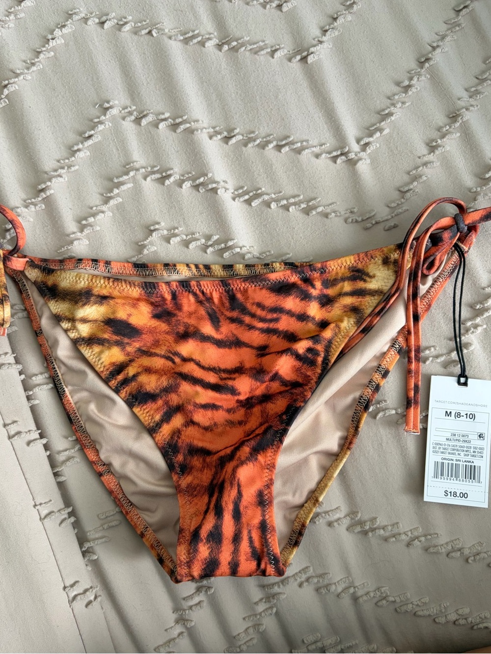 Xhilaration Tiger-Print Tie-Side Bikini Bottoms - Orange & Black